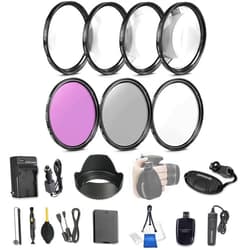 33rd Street 58mm 21 Pc Accessory Kit for Canon EOS Rebel T6, T5, T3, 1300D, 1200D, 1100D DSLRs with UV CPL FLD Filters, & 4 Piece Macro Close-Up Set, Battery, and More