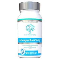 Swiss bioenergetics Ashwagandha & Shilajit - Ashwagandha KSM-66 1000mg & Purified Shilajit Extract 200mg (50% Fulvic Acid) - No Artificial fillers, Binders or Flow Agents - Suitable for Vegans
