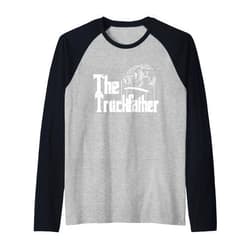 Funny and Unique Monster Truck Distressed Designs Mens Monster Truck Jam Truckfather - Funny Dad Father UTE Pickup Raglan Baseball Tee