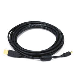 Monoprice USB 2.0 Type-A Male to Mini-B 5pin Male Cable - With Ferrite Core, Gold Plated, 28/24AWG, 10 Feet, Black