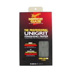 Meguiar's Unigrit Finishing Paper - 2,000 Grit - Pro Wet/Dry Sandpaper, Fast and Even Cutting Action with Smooth Sanding Pattern That Eliminates The Risk of Deep, Uneven Sanding Scratches, 25 Sheets