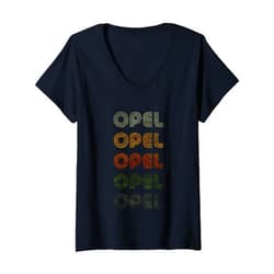 Love Heart Opel Nametag Womens Love Heart Opel Tee Grunge Vintage Style Black Opel V-Neck T-Shirt