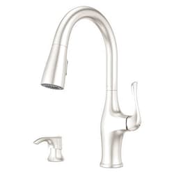 Pfister Wray Kitchen Faucet with Pull Down Sprayer and Soap Dispenser, Single Handle, High Arc, Spot Defense Stainless Steel Finish, F5297WRYGS