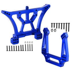 DDIRC Pro 2-Pack Aluminum Front and Rear Shock Tower Set Upgrade Parts for 1/10 Traxxas 2WD Slash Stampede Rustler VXL Blue-Anodized