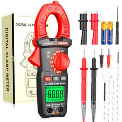 CAMWAY Digital Clamp Meter,Clamp Multimeter TRMS 600A AC Current AC/DC Voltage NCV Continuity Resistance Capacitance Temperature Diode Test,4000counts,Large Backlit LCD,Flashlight