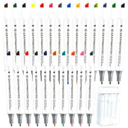 Elesunory 24 Pack Dual Tip Leather Dye Marker Pens Leather Touch up Pen Shoe Marker Leather Flow Leather Marking Pen for Furniture Scratches Shoe Repair Kit Paint Marking, 24 Colors