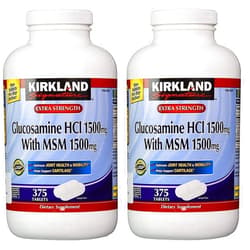 Kirkland Signature Glucosamine HCI (Pack of 2) Extra Strength with MSM,Tablet (375 Count X 2)