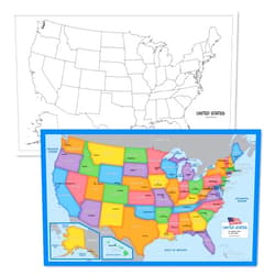 By Palace Learning Palace Learning 2 Pack - Blank USA Map Outline Poster + Simplified USA Map for Kids [Blank] (LAMINATED, 18