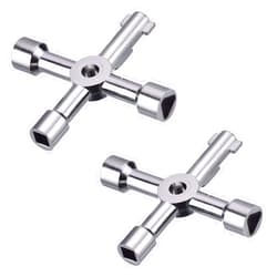 Shappy 2 Pack Electric Cabinet Keys Gas Meter Keys Utility 4-Way Keys for Multi-application (Silver)