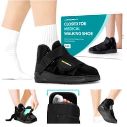 BraceAbility Closed Toe Medical Walking Shoe - Lightweight Broken Toe Cast Boot, Fracture Foot Brace for Metatarsal Stress Fracture, Post-op Bunion, Hammertoe Recovery - For Men or Women (XL)