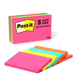 Post-it Notes, 3x5 in, 5 Pads, America's #1 Favorite Sticky Notes, Poptimistic Collection, Bright Colors (Magenta, Pink, Blue, Green), Clean Removal, Recyclable (635-5AN)