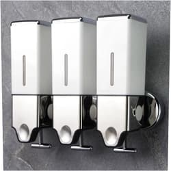 Prosfalt 3 x 500ml per Cup Wall Mounted Manual Soap Dispenser for Home, Bath, Kitchen, Hotels, Restaurants. Shower and Lotion Dispenser(White)