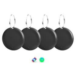 OTIC Dual System Bluetooth Smart Tracker Tags 4 Pack, Item Finder Locator for Apple Find My (iOS) & Google Find Hub (Android) Waterproof Gift for Keys, Wallet, Luggage, Backpack-Black