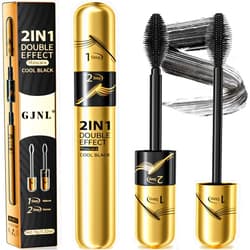 GJNL Mascara Black Volume and Length - 2 in 1 Mascara Waterproof Natural & 4D Magic Effect Extensions, Silk Fiber Smudge-proof Mascara Perfect Mother's Day Gifts for Women Mom