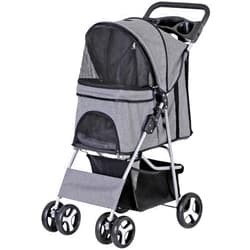 Nova Microdermabrasion Pet Stroller 4 Wheels Dog Cat Stroller for Small Medium Dog Cats Carrier Jogger Travel Foldable Puppy Stroller with Storage Basket and Cup Holder (Grey)