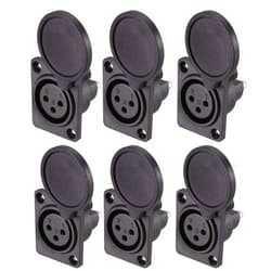 uxcell 3-Pin XLR Female Jack Panel Mount for Microphone Connector Adapter Converter Audio Speaker with Waterproof Cover 6Pcs