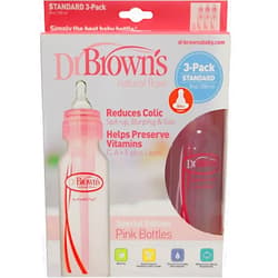 Dr. Brown's Dr Browns Natural Flow Standard PINK 8oz Bottle- 3 Pack