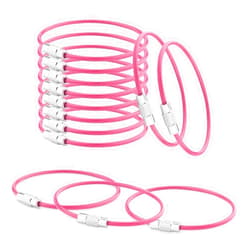 CooBigo 12 Pack Stainless Steel Loops 2mm Coated Wire Keychain Cable Large Key Rings 6 inch Key Chain for Women, Luggage Tags, Key Tags, Keyrings, Kitchen Utensils, Duster - Pink