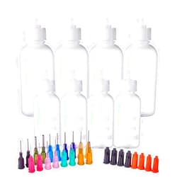 BENECREAT 8PCS Multi Purpose DIY Precision Tip Applicator Bottles 1/1.7 Ounce Needle Tip Glue Bottles with 8 Caps and 18 Tips for DIY Quilling, Craft Art Project, Glue, Oiler Bottle