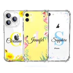 AnNengJing Custom Name Initial Crystal Clear Case Compatible with iPhone 15 14 13 12 11 Pro max mini Plus Xs Max XR 7 8 Plus SE Personalized Soft Shockproof Protective Transparent Case (Clear TPU)
