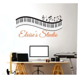 CuteDecals Custom Piano Music Notes Wall Decal - Musical Notes Wall Art Decal for Home Living Room or Bedroom Decoration (Wide 30 Inches x13 Inches Height)