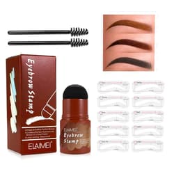 XSHKLI Eyebrow Stamp Stencil Kit, Eyebrow Stamp and Shaping Kit for Perfect Brow, Eyebrow Stamp Kit with 10 Styles Reusable Eyebrow Stencils, 2 Eyebrow Pen Brushes, Long Lasting & Waterproof (Black)