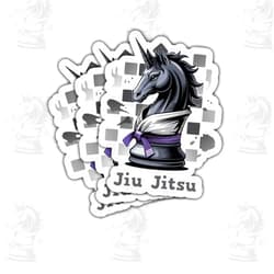 Vybonz (3 Pcs) Jiu Jitsu Chess Horse Purple Sticker – Strategic Grappling Quote with Knight Piece Design for Brazilian Jiu Jitsu Purple Belts, Fighters and Coaches for Laptop Water Bottle 3