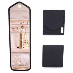 BAGSMART Travel Jewelry Organizer Case Foldable Jewelry Roll for Journey Rings, Necklaces, Earrings, Bracelets, Mini, Black