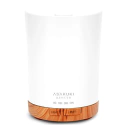 ASAKUKI 300ML Essential Oil Diffuser, Quiet 5-in-1 Premium Humidifier, Natural Home Fragrance Aroma Diffuser with 7 LED Color Changing Light and Auto-Off Safety Switch-Light Brown