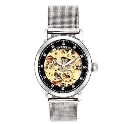 RORIOS Women Automatic Mechanical Watch Self-Winding Skeleton Dial Stainless Steel Strap Ladies Wristwatches black a