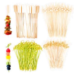 Mwellewm 1000Pcs Cocktail Picks 4.7 Inch Bamboo Skewers Toothpicks for Appetizer Fancy Natural Wooden Fruit Tooth Pick for Drink Dessert Wood Gold Ball Food Stick Charcuterie Boards Accessories Wedding Party