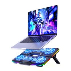 Trullypine Laptop Cooling Pad, Gaming Laptop Cooler with 10 Quiet Fans, Height Adjustable Laptop Cooling Stand for 12
