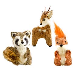 AuldHome Design AuldHome Woodland Friends Figurines (Set of 3, Deer/Raccoon/Squirrel); Forest Animals Decor for Fall, Christmas, Winter and Themed Decor or Parties