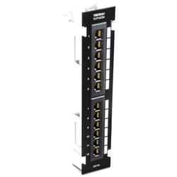 TRENDnet 12-Port Cat5e Unshielded Patch Panel, Wall Mount, Included 89D Bracket, Vertical or Horizontal Installation, Compatible with Cat5e & Cat6 RJ45 Cabling, Black, TC-P12C5V
