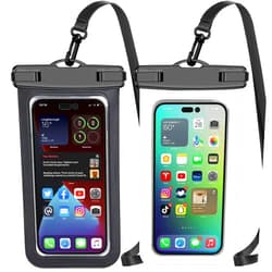 Famoby Waterproof Phone Pouch,2 Pack Black White Phone Waterproof Case,Cell Phone Dry Bag,Protection Level: IP68,Beach Cruise for Apple iPhone,Samsung,and More,Lanyard Included,(Fits Up to 8.3”),Black,White