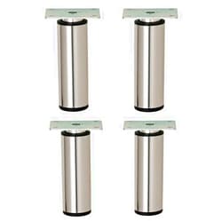 Hafele Häfele Furniture Legs, 4 inch, Round, 110 lbs Load Rating Per Foot, Set of 4 (Polished Chrome)