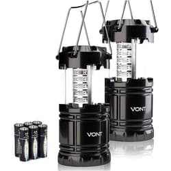 Vont LED Camping Lantern, LED Lanterns, Suitable Survival Kits for Hurricane, Emergency Light for Storm, Outages, Outdoor Portable Lanterns, Black, Collapsible, (Batteries Included)