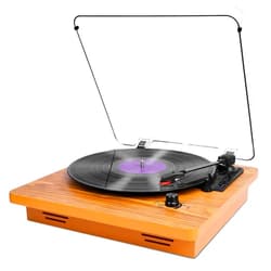 VOKSUN Record Player,Hall-Level Audio Quality Turntable,3-Speed Premium Wood Vinyl Player Suitable for Gift Giving,Home Decoration,Upgraded Stylus Reduces Risk of Record Damage.