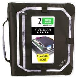 Five Star Zipper Binder, 2 Inch 3-Ring Binder for School, Expansion Panel and Expanding File, 580 Sheet Capacity, Black/Gray (29052IT8)