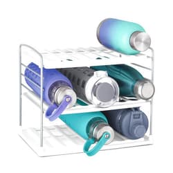YouCopia UpSpace Water Bottle and Travel Mug Cabinet Organizer, Adjustable Storage Rack for Kitchen Organization, 3-Shelf