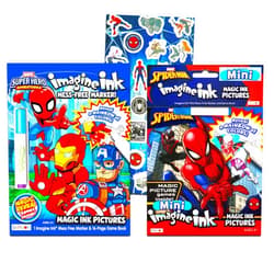 Bendon Marvel Store Spiderman Imagine Ink Coloring Book Set -- 2 Mess-Free Books with Stickers,No Mess Magic Pens,Games,Puzzles,Mazes,Activities