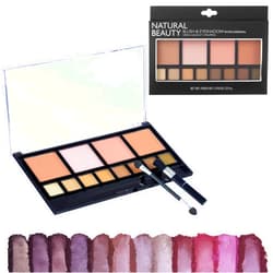 STYLE ESSENTIALS Women's Cosmetics NATURAL BEAUTY Blush and Eyeshadow Palette - 12 Shades Shimmer and Matte Finishes