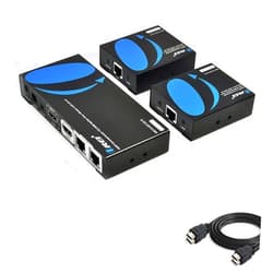 OREI Full HD 1x2 HDMI Extender Splitter Over Single Cat6/7 with 2-Pack 6ft HDMI Cable by OREI - with IR, EDID Management & Loop Out up to 132 Ft