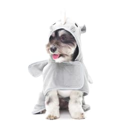 Barkbox Dog Bathrobe Fast Drying with Hook and Loop Closure & Wrap Tie Snuggle, Cute Dogs Clothes, Easy to Clean, Machine Washable, Dog Coats for Small Dogs, Tumble Dry Low - Rhino, Small
