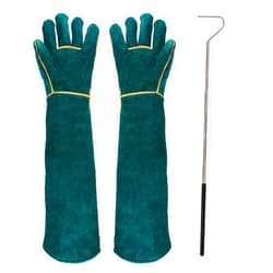 Surfante Animal Handling Gloves Bite Proof with 40inch Collapsible Snake Hook,Suitable for Falcon Dog Cat Bird Reptile Snake Parrot