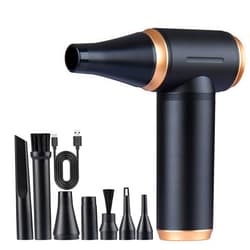 VEELAM Electric Air Duster, High-Speed Mini Air Blower with Metal Body, Stepless Gear & Brushless Motor with 7 Attachments for Electronics PC Computer Cleaning