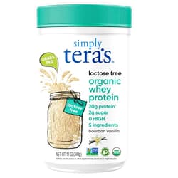 simply tera's Lactose Free Organic Whey Protein Powder - Lactose Free, Vanilla, 20g of Protein Per Serving, Non-GMO, Gluten-Free, rBGH-Free, Kosher - 12 Oz.