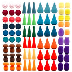 Candywood Large Set Full Rainbow Color Style Wooden Loose Parts Sensory Play Toys, Mandala 7 Shapes, 27 Colors, Stacker Nesting Toys Parts(81 PCS)…