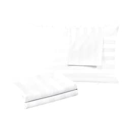 Shunjie.Home 100% Egyptian Cotton Standard Pillow Protectors Set of 4, 400 Thread Count Sateen Weave White Cooling Pillowcase, Easy Care Zippered Style Pillow Covers (4 Pack, Stripe-White, Standard)