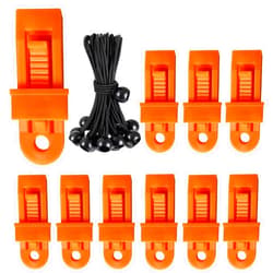 TUPMMNUY Heavy Duty Tarp Clips Lock Grip, 20 Pack Tarp Clamps Grabbers & Ball Bungee Cords for Tent Banners Cover Awnings Outdoor Camping and Car Covers (Orange)